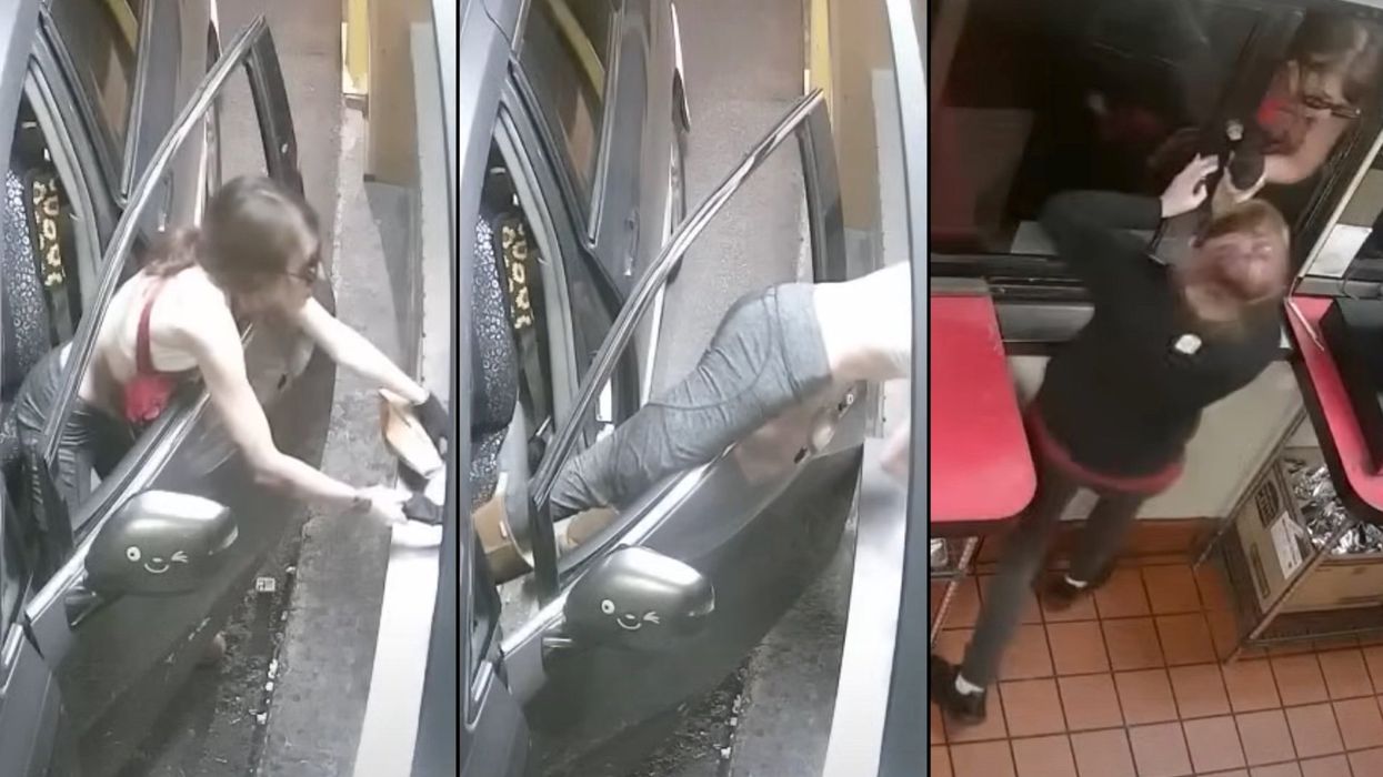 Video shows fast food worker shove Tulsa woman climbing into drive-thru to allegedly try to rob Burger King with knife