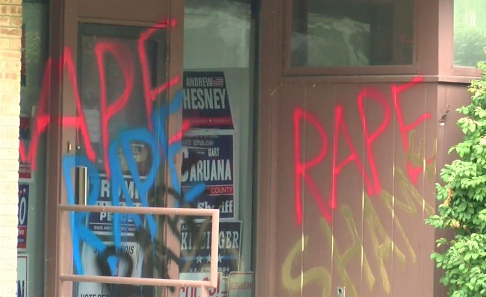 Rape' spray-painted dozens of times on local Republican headquarters amid Kavanaugh controversy