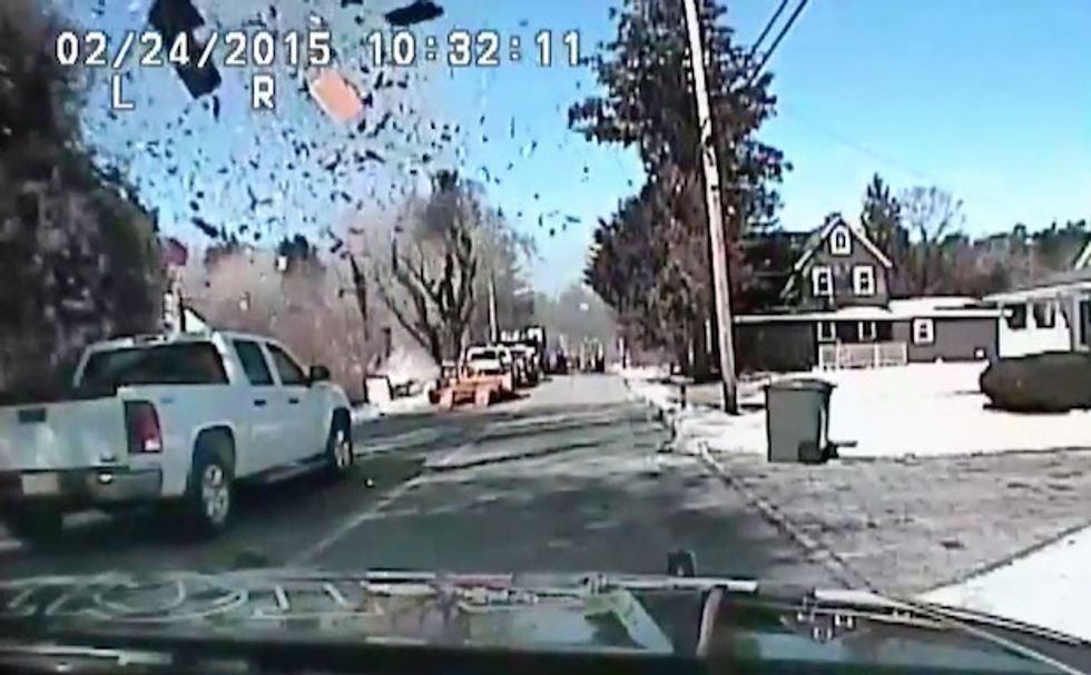 Dramatic Police Dash Cam Video Captures Explosion That Literally Disintegrates a Home