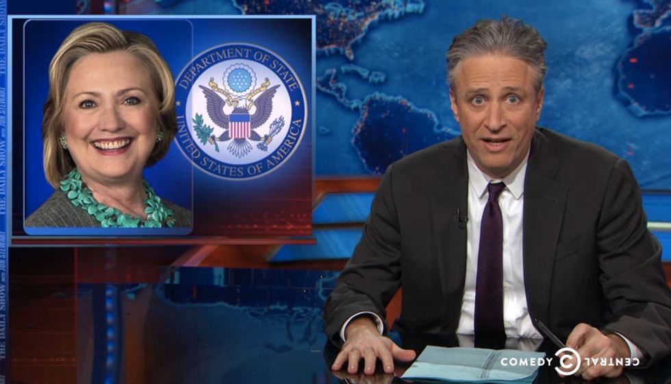 Jon Stewart Skewers Hillary Clinton's Email Claims and Asks a Key Question About Investigating Her Account: 'It Looks Weird