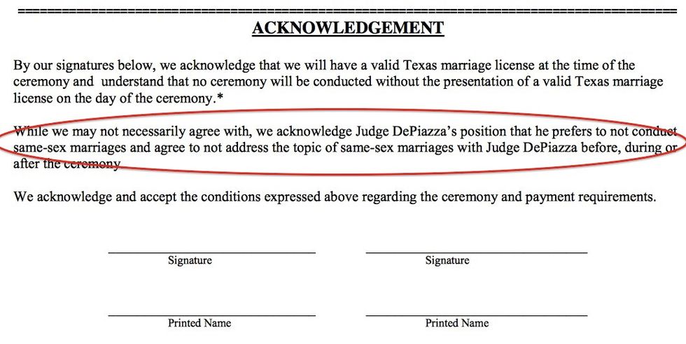 Texas Judge Who Opposes Gay Marriage Won't Refuse to Wed Same-Sex Couples — but There's a Catch