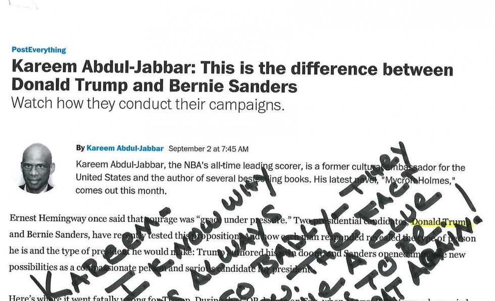 See the Scathing Note Donald Trump Penned to Former NBA Player Who Wrote Essay Critical of Him