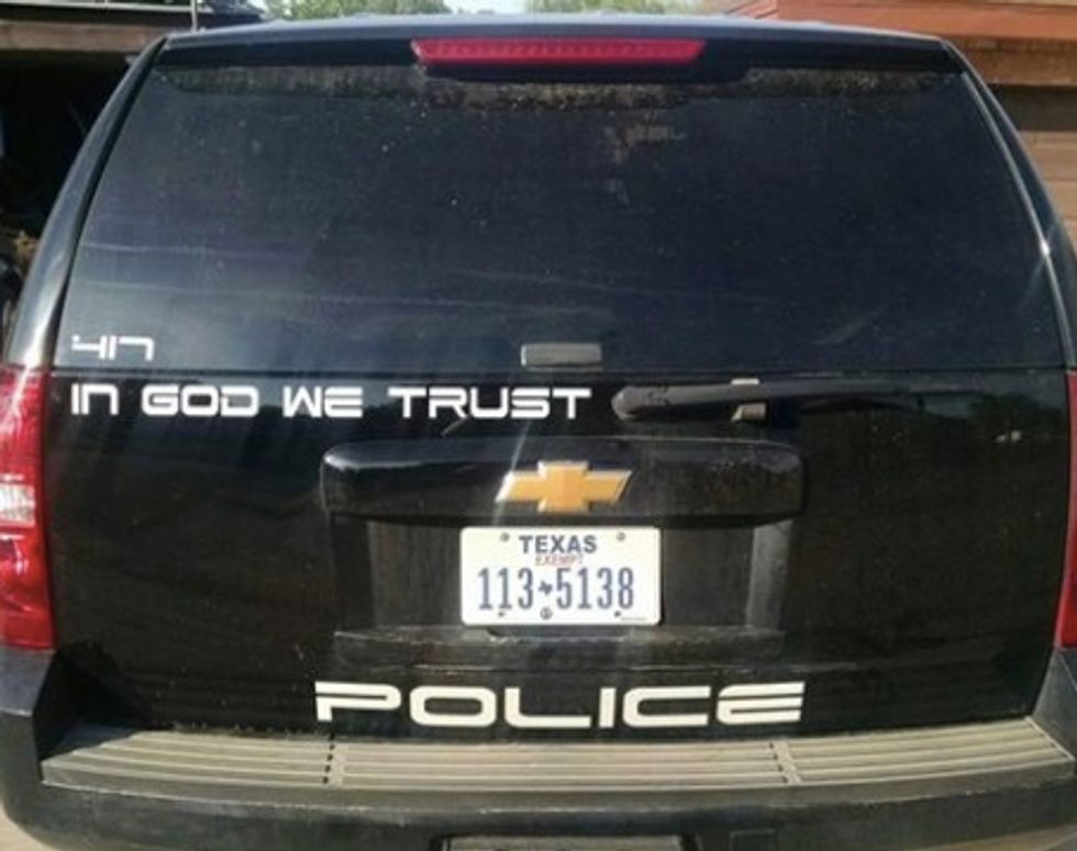 A Texas Police Department Is Responding to Attacks on Cops With a Four-Word Declaration That Is Riling Up Atheists