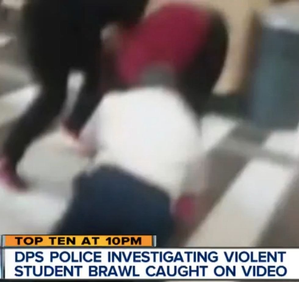 Large High School Brawl Caught on Video Ends With Security Guard Flat on His Back