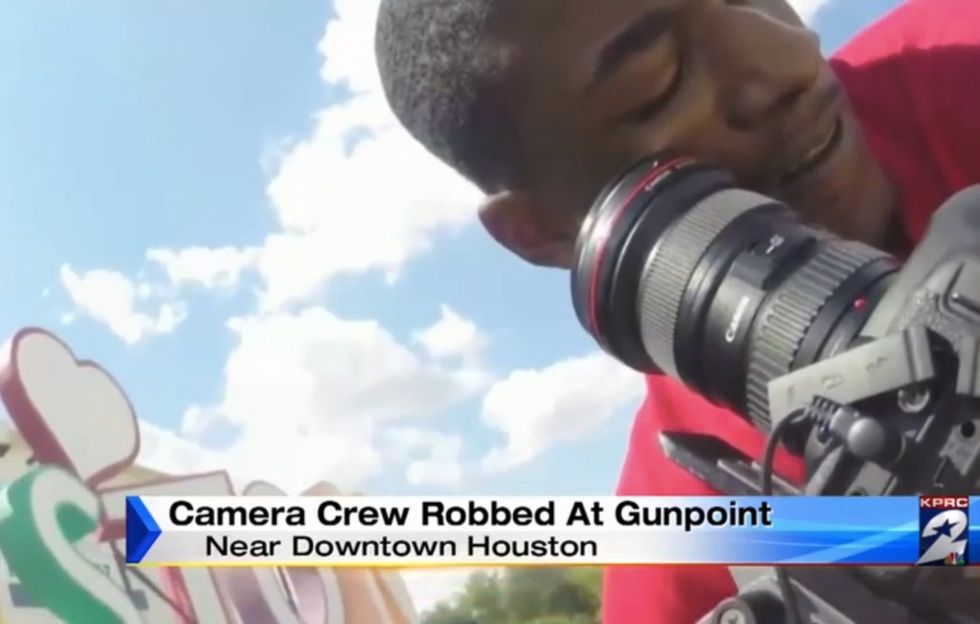 Camera Crew Robbed at Gunpoint While Filming Famous 'We Love Houston' Sign to Promote City — but the Irony Gets Much Sweeter