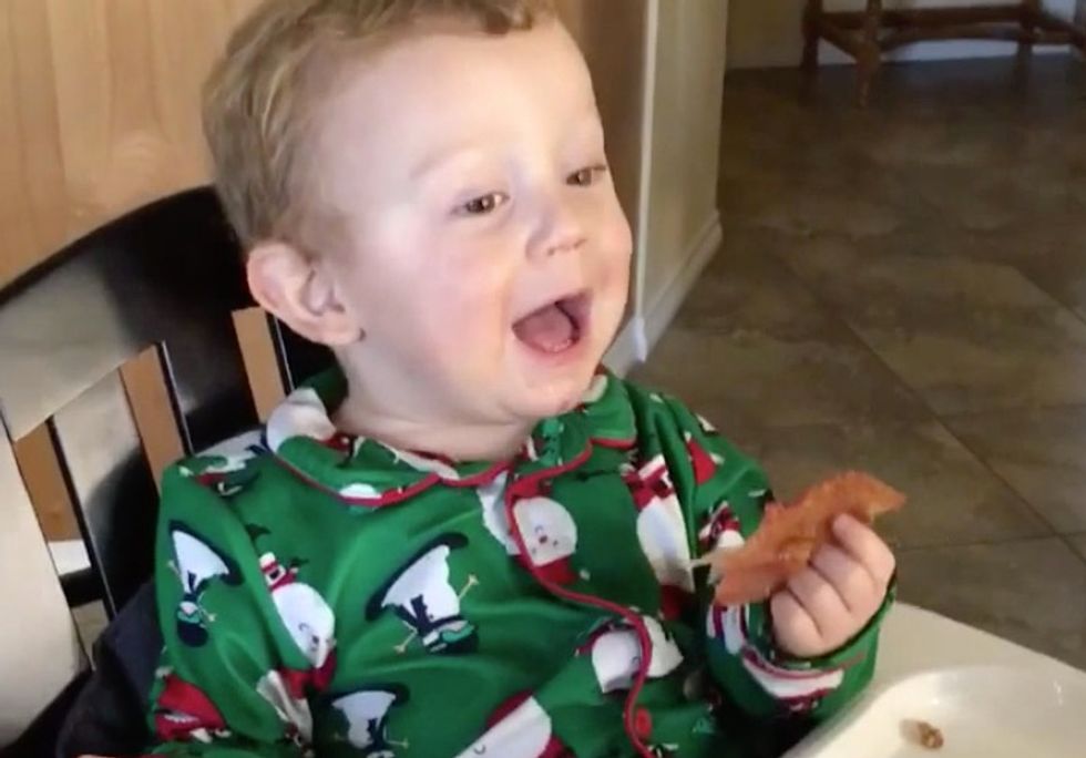 Baby tries bacon for the very first time — and you just have to see his reaction