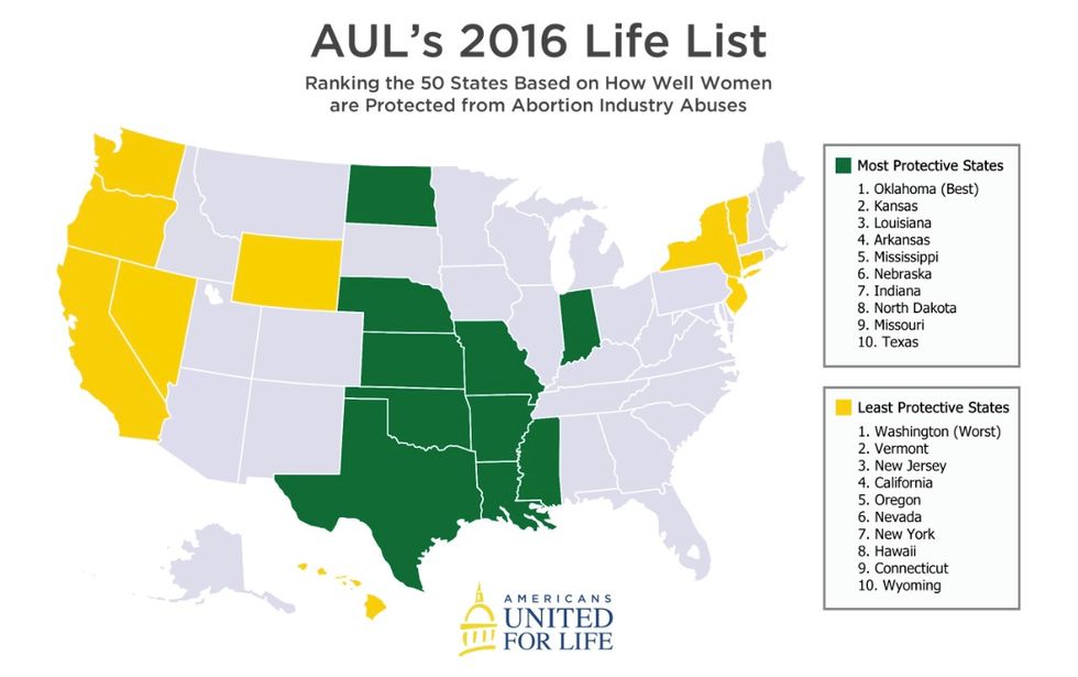 Pro-Life Group Ranks All 50 States on 'How Well They Protect Life in Law