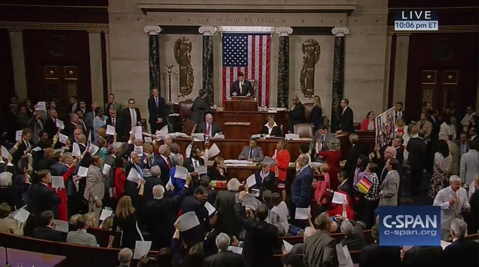 Chaos Breaks Out, Dems Sing 'We Shall Overcome' As Ryan Tries to Restore Order on House Floor