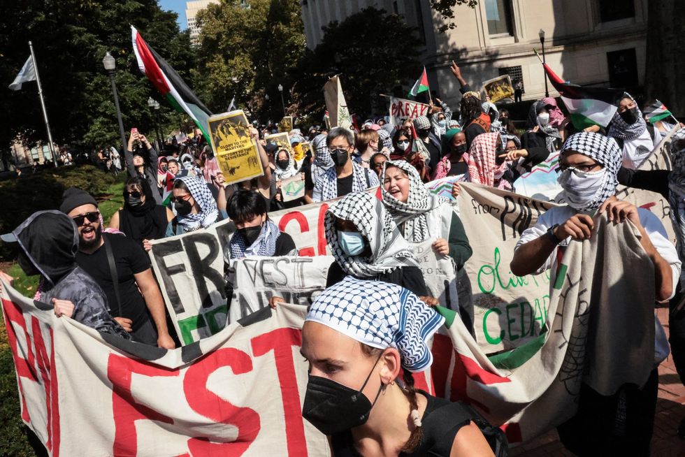 Pro-Palestinian protesters chant 'resistance is justified' at Columbia University on anniversary of horrific terror attack