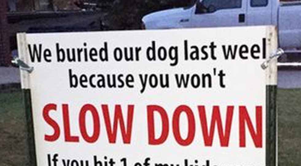 Family Reportedly Posts Unforgettable Warning Sign to Speeding Drivers After Burying Their Dog: 'If You Hit 1 of My Kids…\