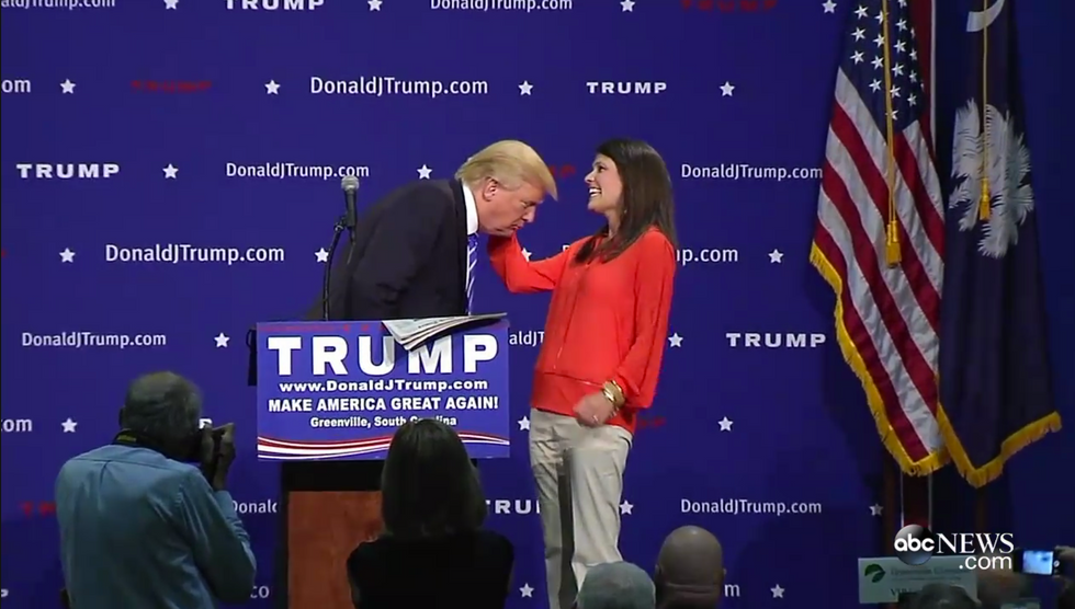 We're Gonna Settle This': Donald Trump Brings Unsuspecting Woman on Stage to Debunk 'Toupee' Claim He Found in NY Times