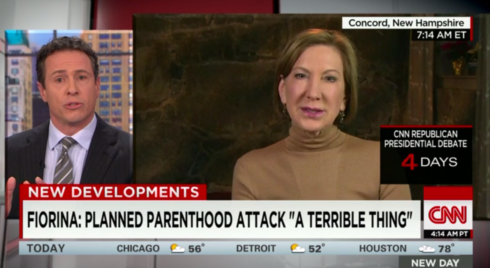 Watch How Carly Fiorina Reacts When CNN Anchor Suggests Her 'Rhetoric' Influenced Alleged Planned Parenthood Shooter