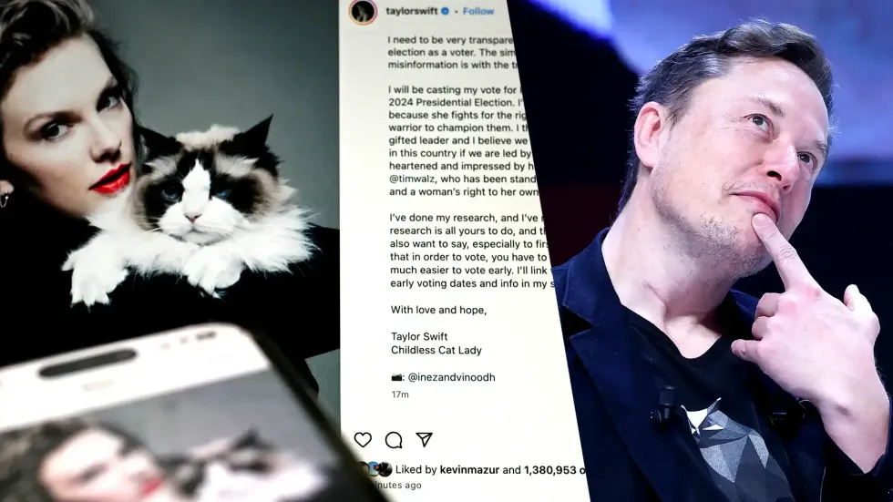 Elon Musk hilariously mocks Taylor Swift’s Kamala Harris endorsement in brutal X post