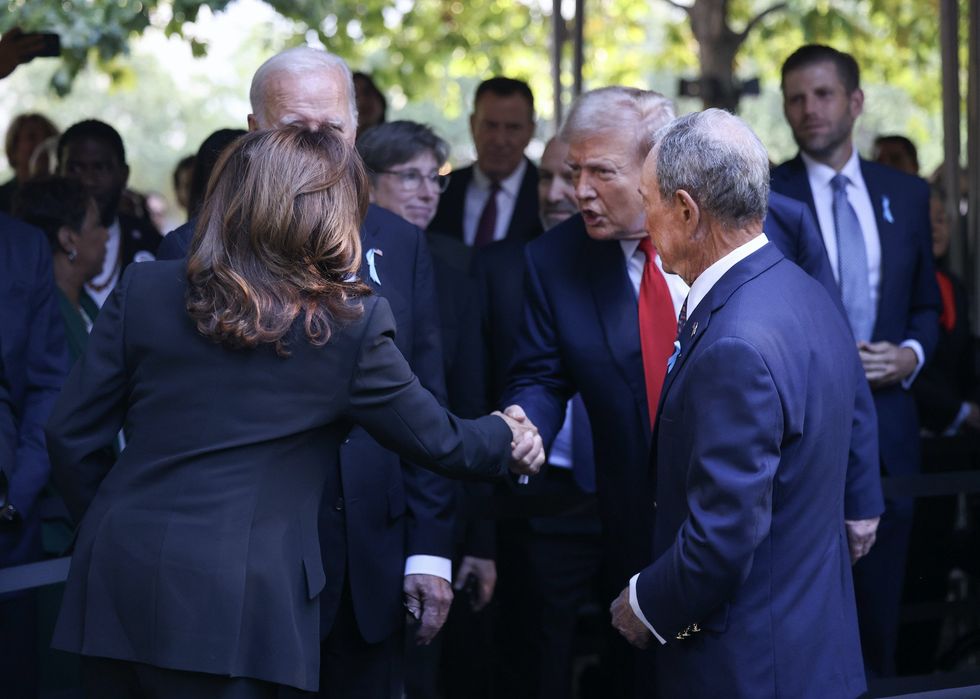 In rare moment of political decorum, Trump and Harris share friendly handshake at 9/11 memorial