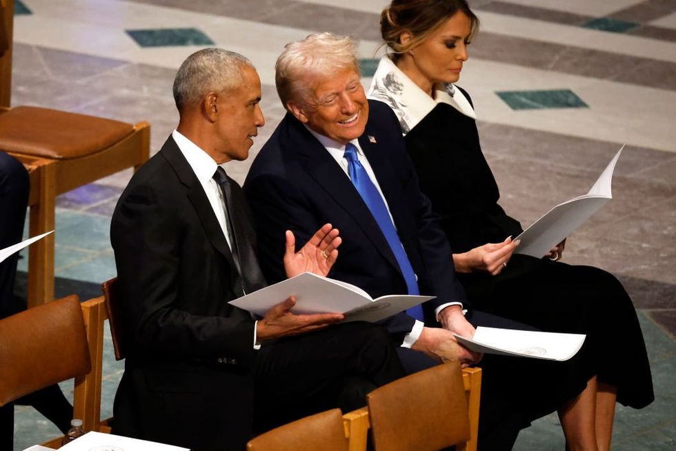 Trump gets chummy with Obama at Carter funeral, leaving Kamala Harris scowling