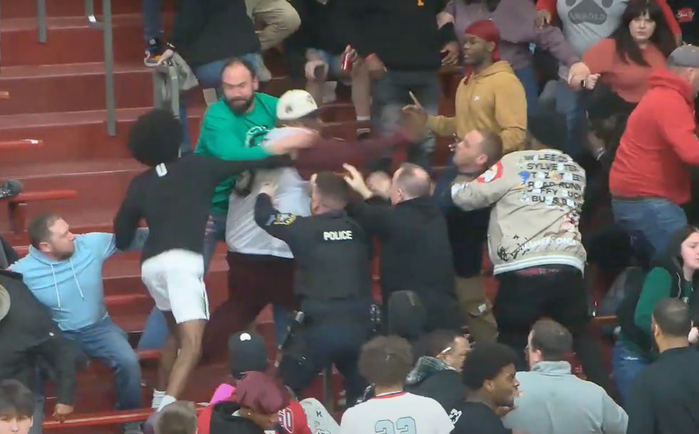 Wild brawl caught on video at HS basketball playoff game; 7 arrested, including 3 minors and 1 player